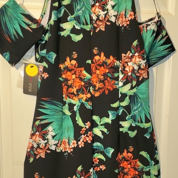 New -Bold Elements Black/Green/Red Multi-colored Floral Dress - Picture 1 of 6